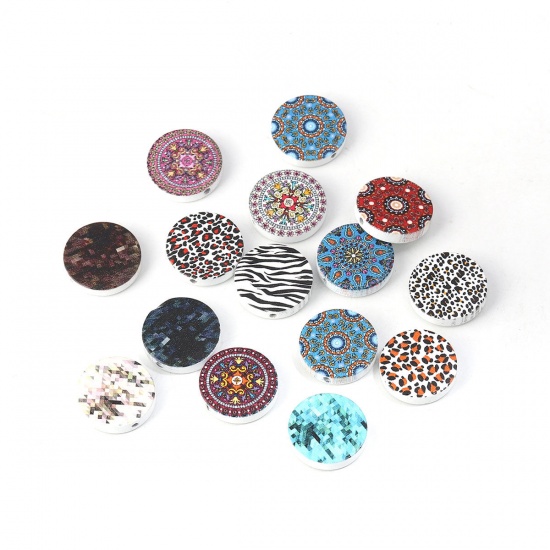 Picture of Wood Spacer Beads Round At Random About 20mm Dia, Hole: Approx 1.8mm, 30 PCs