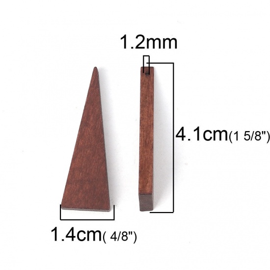 Picture of Wood Spacer Beads Triangle Dark Coffee 41mm x 14mm, Hole: Approx 1.2mm, 30 PCs