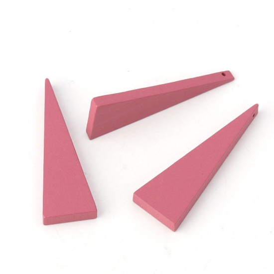 Picture of Wood Spacer Beads Triangle Rosy Mauve 41mm x 14mm, Hole: Approx 1.2mm, 30 PCs