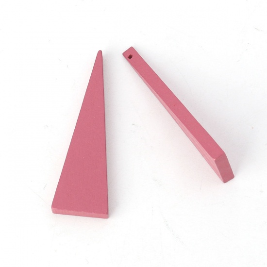 Picture of Wood Spacer Beads Triangle Rosy Mauve 41mm x 14mm, Hole: Approx 1.2mm, 30 PCs