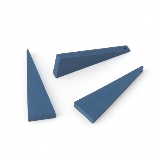 Immagine di Legno Separatori Perline Triangolo Blu Scuro 41mm x 14mm, Foro: Circa 1.2mm, 30 Pz