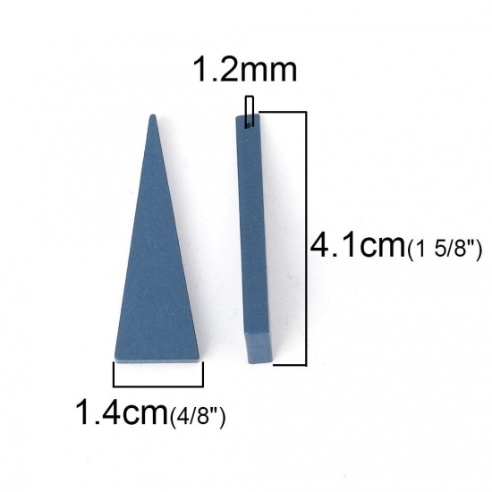 Picture of Wood Spacer Beads Triangle Deep Blue 41mm x 14mm, Hole: Approx 1.2mm, 30 PCs