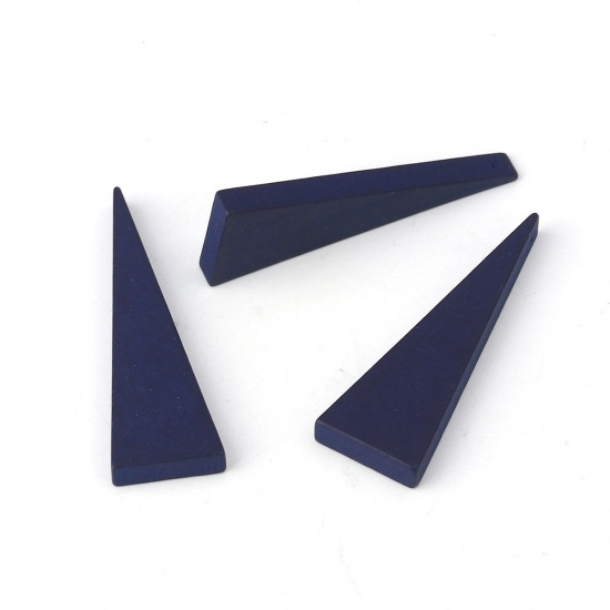 Immagine di Legno Separatori Perline Triangolo Blu Viola 41mm x 14mm, Foro: Circa 1.2mm, 30 Pz