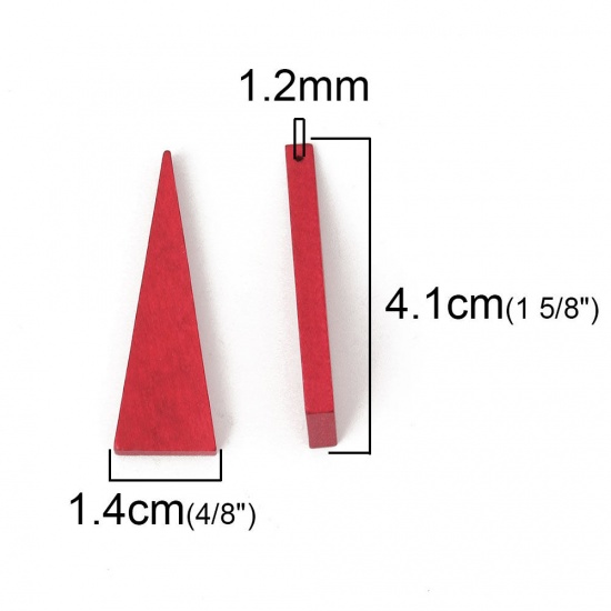 Picture of Wood Spacer Beads Triangle Red 41mm x 14mm, Hole: Approx 1.2mm, 30 PCs