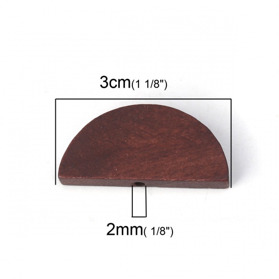 Picture of Wood Spacer Beads Half Round Dark Coffee 30mm x 14mm, Hole: Approx 2mm, 30 PCs