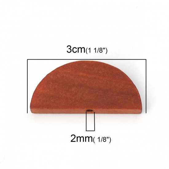 Picture of Wood Spacer Beads Half Round Brown 30mm x 14mm, Hole: Approx 2mm, 30 PCs