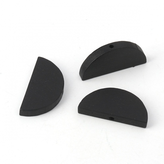 Picture of Wood Spacer Beads Half Round Black 30mm x 14mm, Hole: Approx 2mm, 30 PCs
