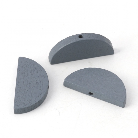 Picture of Wood Spacer Beads Half Round Gray 30mm x 14mm, Hole: Approx 2mm, 30 PCs