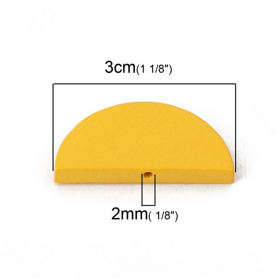 Picture of Wood Spacer Beads Half Round Yellow 30mm x 14mm, Hole: Approx 2mm, 30 PCs