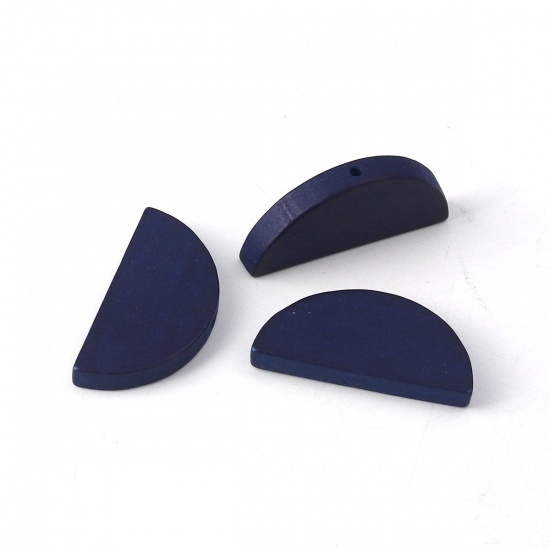 Picture of Wood Spacer Beads Half Round Blue Violet 30mm x 14mm, Hole: Approx 2mm, 30 PCs