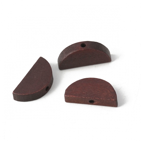 Picture of Wood Spacer Beads Half Round Dark Coffee 20mm x 10mm, Hole: Approx 1.9mm, 30 PCs