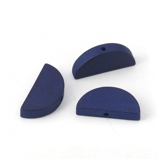 Picture of Wood Spacer Beads Half Round Blue Violet 20mm x 10mm, Hole: Approx 1.9mm, 30 PCs