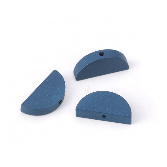 Image de Perles en Bois Demi-Rond Bleu Foncé 20mm x 10mm, Trou: env. 1.9mm, 30 Pcs