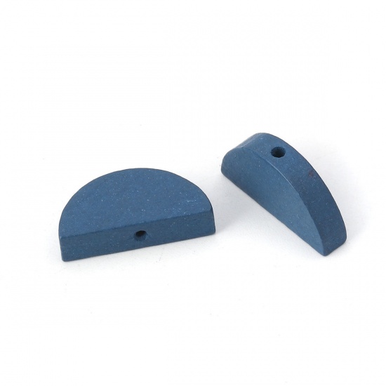 Picture of Wood Spacer Beads Half Round Deep Blue 20mm x 10mm, Hole: Approx 1.9mm, 30 PCs