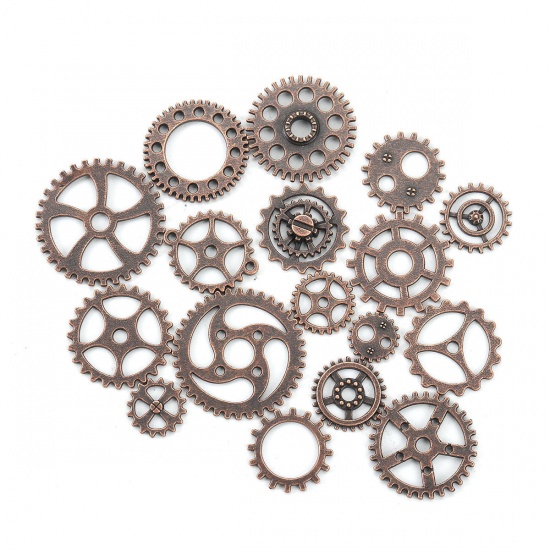 Picture of Zinc Based Alloy Steampunk Pendants Gear Antique Copper At Random Mixed 3.1cm(1 2/8") Dia. - 1cm( 3/8") Dia., 1 Packet(100g/Packet, Approx 40-60 PCs/Packet)