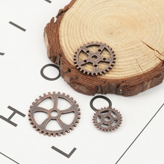 Picture of Zinc Based Alloy Steampunk Pendants Gear Antique Copper At Random Mixed 3.1cm(1 2/8") Dia. - 1cm( 3/8") Dia., 1 Packet(100g/Packet, Approx 40-60 PCs/Packet)