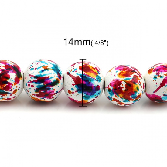 Picture of Wood Spacer Beads Round Multicolor About 14mm Dia, Hole: Approx 3.6mm, 45.5cm long, 1 Strand (Approx 36 PCs/Strand)
