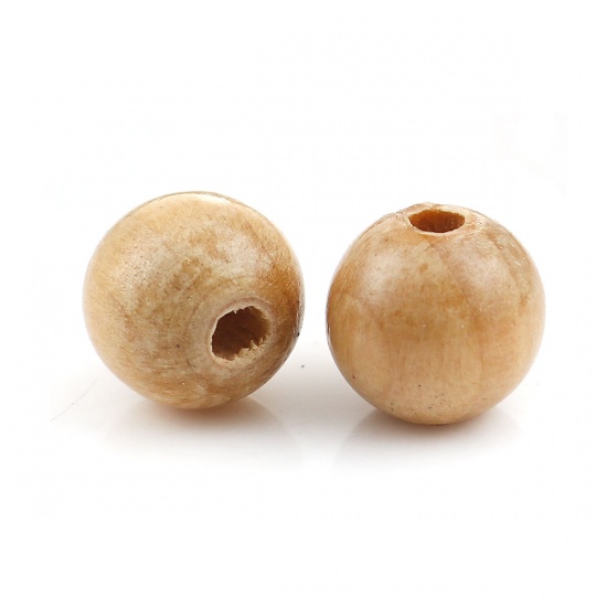 Picture of Wood Spacer Beads Round Natural About 10mm Dia, Hole: Approx 2.6mm, 50 PCs