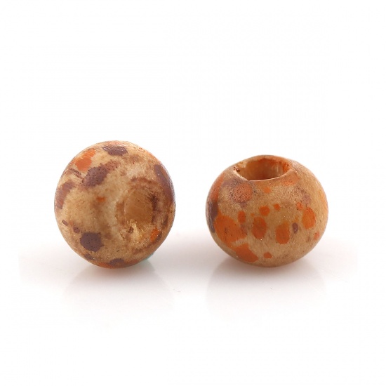 Picture of Wood Spacer Beads Round Khaki Spot About 5mm Dia, Hole: Approx 1.5mm, 100 PCs