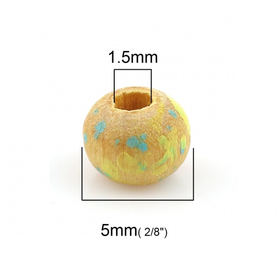 Изображение Деревянные Бусины Круглые, Кремового цвета с узором “ Пятнышко ” 5мм диаметр, 1.5мм, 100 ШТ