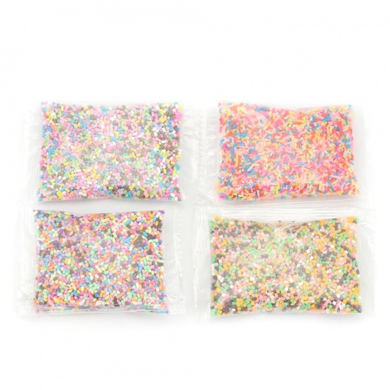 Picture of ( 25g ) Polymer Clay Resin Jewelry Craft Filling Material At Random Color Mixed Cylinder 3x1mm - 2x1mm, 1 Packet