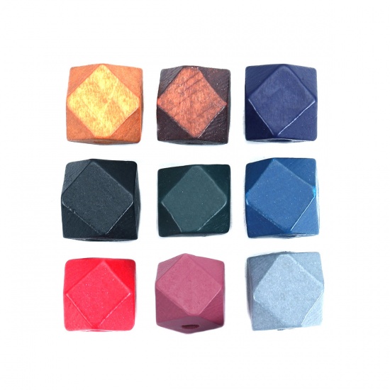 Picture of Wood Spacer Beads Octagon Dark Gray Faceted 12mm x 11mm, Hole: Approx 3.3mm, 50 PCs