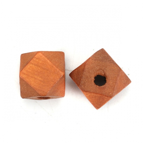 Picture of Wood Spacer Beads Octagon Brown Faceted 12mm x 11mm, Hole: Approx 3.3mm, 50 PCs