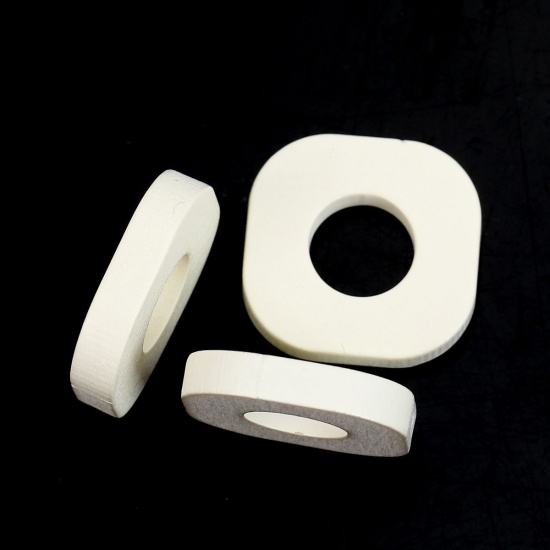 Immagine di Legno Separatori Perline Quadrato Bianco 20mm x 19mm, Foro: Circa 8.5mm, 50 Pz