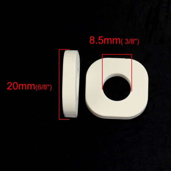 Immagine di Legno Separatori Perline Quadrato Bianco 20mm x 19mm, Foro: Circa 8.5mm, 50 Pz