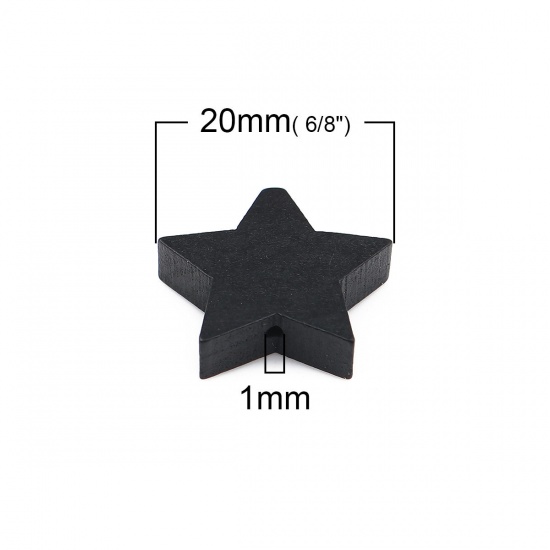 Bild von Holz Perlen Pentagramm Stern Schwarz ca. 20mm x 17mm, Loch: ca. 1mm, 30 Stück