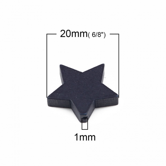 Bild von Holz Perlen Pentagramm Stern Dunkelrosa ca. 20mm x 17mm, Loch: ca. 1mm, 30 Stück