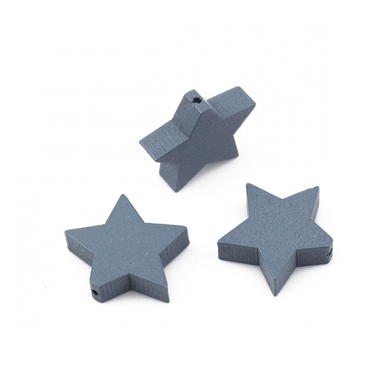 Picture of Wood Spacer Beads Pentagram Star Gray About 20mm x 17mm, Hole: Approx 1mm, 30 PCs