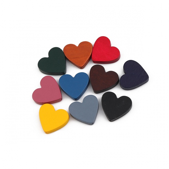 Picture of Wood Spacer Beads Heart Black About 21mm x 19mm, Hole: Approx 1.1mm, 30 PCs