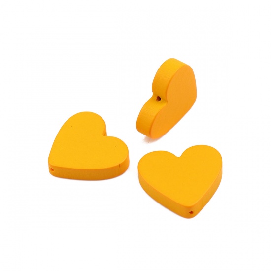 Picture of Wood Spacer Beads Heart Yellow About 21mm x 19mm, Hole: Approx 1.1mm, 30 PCs