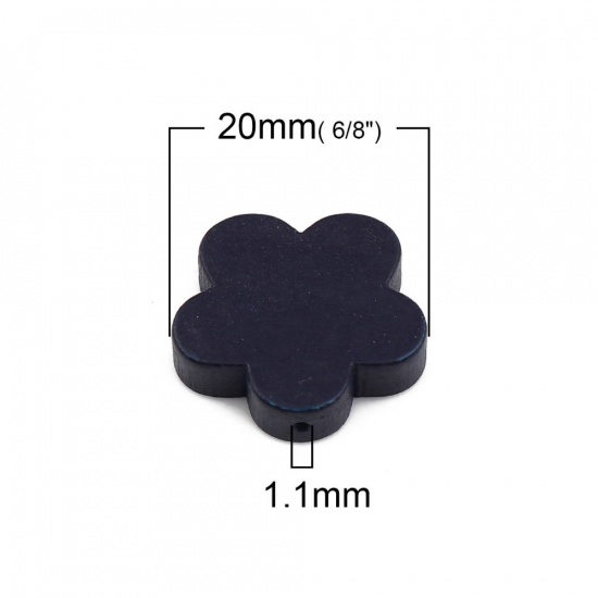 Immagine di Legno Separatori Perline Fiore della Prugna Nero 20mm x 19mm - 20mm x 18mm, Foro: Circa 1.1mm, 30 Pz