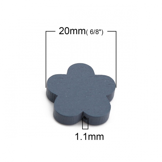 Picture of Wood Spacer Beads Plum Blossom Gray About 20mm x19mm - 20mm x18mm, Hole: Approx 1.1mm, 30 PCs