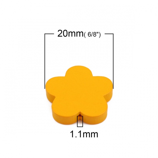 ウッド ビーズ 梅 黄色 約 20mm x 19mm - 20mm x 18mm、 穴：約 1.1mm、 30 個 の画像