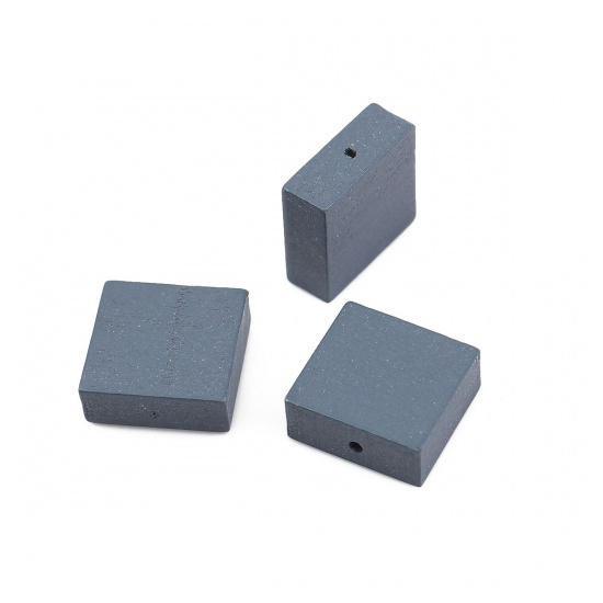 Picture of Wood Spacer Beads Square Gray About 15mm x15mm - 15mm x14mm, Hole: Approx 1.1mm, 30 PCs