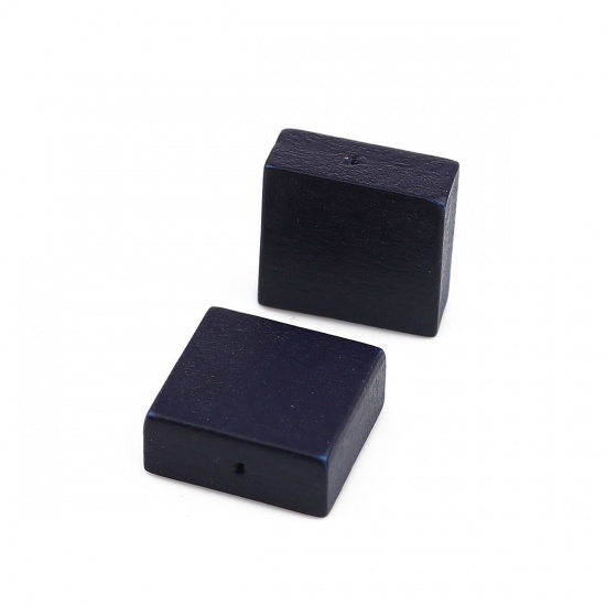 Picture of Wood Spacer Beads Square Blue Black About 15mm x15mm - 15mm x14mm, Hole: Approx 1.1mm, 30 PCs