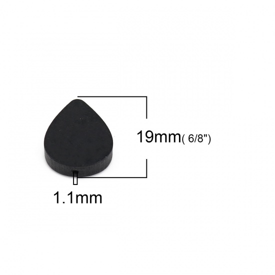 ウッド ビーズ 滴 ドロップ 黒 約 19mm x 16mm、 穴：約 1.1mm、 30 個 の画像