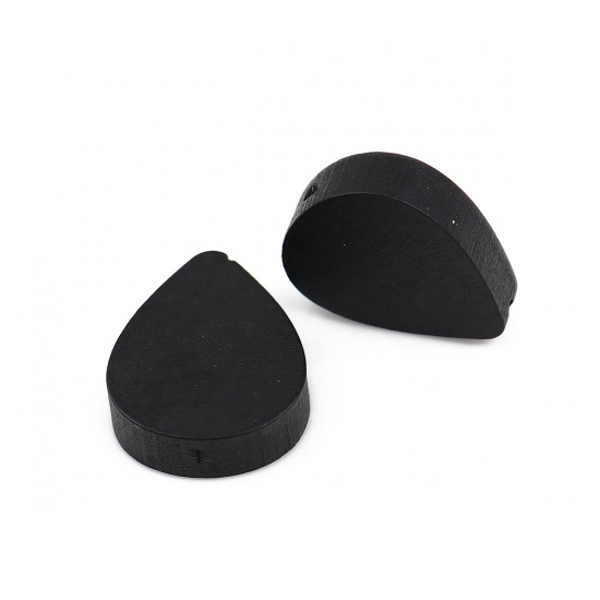 Picture of Wood Spacer Beads Drop Black About 19mm x 16mm, Hole: Approx 1.1mm, 30 PCs