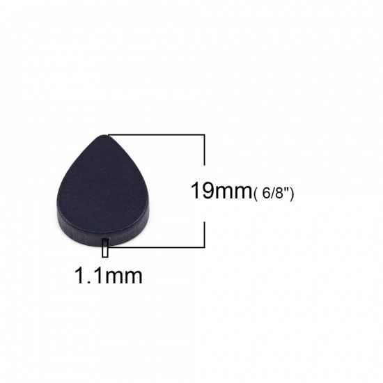 Immagine di Legno Separatori Perline Goccia Blu 19mm x 16mm, Foro: Circa 1.1mm, 30 Pz