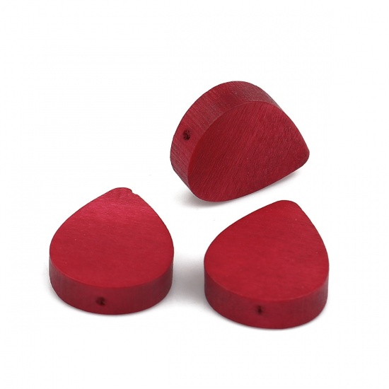 Immagine di Legno Separatori Perline Goccia Rosso 19mm x 16mm, Foro: Circa 1.1mm, 30 Pz