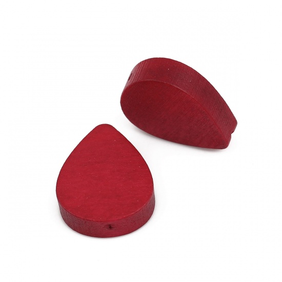 Immagine di Legno Separatori Perline Goccia Rosso 19mm x 16mm, Foro: Circa 1.1mm, 30 Pz