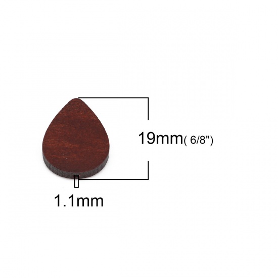 Picture of Wood Spacer Beads Drop Dark Coffee About 19mm x 16mm, Hole: Approx 1.1mm, 30 PCs