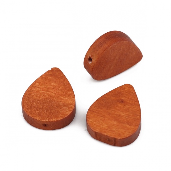 Picture of Wood Spacer Beads Drop Light Coffee About 19mm x 16mm, Hole: Approx 1.1mm, 30 PCs