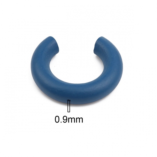 Picture of Wood Spacer Beads C Shape Blue About 3.8cm x3.2cm - 3.5cm x3.1cm, Hole: Approx 0.9mm, 10 PCs
