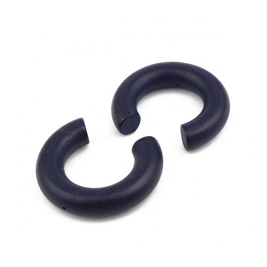 Picture of Wood Spacer Beads C Shape Blue Black About 3.8cm x3.2cm - 3.5cm x3.1cm, Hole: Approx 0.9mm, 10 PCs