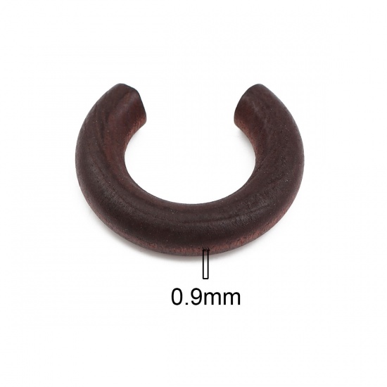 Picture of Wood Spacer Beads C Shape Dark Coffee About 3.8cm x3.2cm - 3.5cm x3.1cm, Hole: Approx 0.9mm, 10 PCs