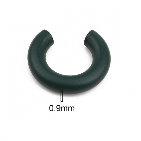 Picture of Wood Spacer Beads C Shape Dark Green About 3.8cm x3.2cm - 3.5cm x3.1cm, Hole: Approx 0.9mm, 10 PCs